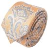 Peach and Blue Paisley Skinny Mens Tie and Pocket Square Set