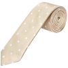 Champagne Large White Spot Skinny Men's Tie and Pocket Square Set