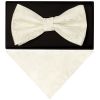 Ivory Floral Handmade Mens Bow Tie and Pocket Square Set