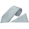Plain Duck Egg Satin Classic Mens Tie and Pocket Square Set