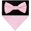 Handmade Pink And White Polka Dot Mens Bow Tie and Pocket Square Set