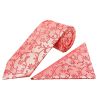 Coral Pink Floral Classic Men's Tie and Pocket Square Set