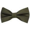 Pre Tied Olive Green Textured Boys Bow Tie and Pocket Square Set