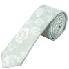 Duck Egg with White Floral Silk Skinny Tie and Pocket Square Set