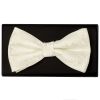 Ivory Floral Handmade Mens Bow Tie and Pocket Square Set