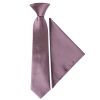 Pre Tied Plain Mauve Boys Tie and Pocket Square Set Age 4-7