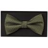 Olive Green Textured Mens Bow Tie and Pocket Square Set