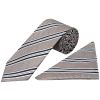 Silver Twin Stripe Classic Men's Tie and Pocket Square Set