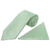 Plain Green Textured Silk Classic Men's Tie and Pocket Square Set
