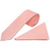 Pink Self Floral Textured Silk Skinny Men's Tie and Pocket Square Set