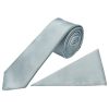 Plain Duck Egg Boys Satin Skinny Tie and Pocket Square Set