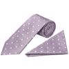 Light Mauve Large White Spot Classic Men's Tie and Pocket Square Set