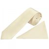 Plain Ivory Satin Skinny Men's Tie and Pocket Square Set