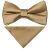 Pre Tied Iced Coffee Satin Boys Bow Tie and Pocket Square Set