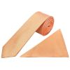 Plain Peach Textured Silk Skinny Boys Tie and Pocket Square Set