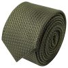 Olive Green Textured Skinny Tie and Pocket Square Set