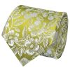Mens Green Floral Silk Classic Tie and Pocket Square