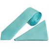 Tiffany Blue Satin Skinny Boys Tie and Pocket Square Set