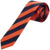 Navy and Orange Striped Skinny Men's Tie and Pocket Square Set