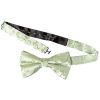 Sage Green Floral Handmade Mens Bow Tie and Pocket Square Set