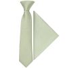 Pre Tied Light Sage Green Silk Boys Tie and Pocket Square Set Age 4-7