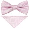 Pre Tied Light Dusty Pink Paisley Boys Bow Tie and Pocket Square Set
