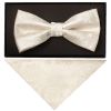 Ivory Paisley Handmade Mens Bow Tie and Pocket Square Set