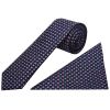 Navy with Pink Geo Silk Skinny Men's Tie and Pocket Square Set