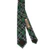 Green and White Tartan Silk Skinny Boys Tie