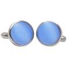 Plain Steel Blue Satin Cufflinks