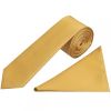 Plain Caramel Satin Skinny Boys Tie and Pocket Square Set