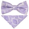 Pre Tied Lilac Paisley Boys Bow Tie and Pocket Square Set