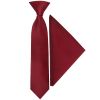 Pre Tied Maroon Satin Boys Tie and Pocket Square Set Age 4-7