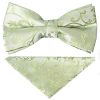 Pre Tied Sage Green Floral Boys Bow Tie and Pocket Square Set